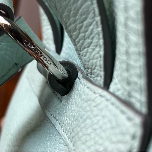 Coach turnlock mini backpack, pebbled leather, mint, green rucksack NWOT - Picture 6 of 13